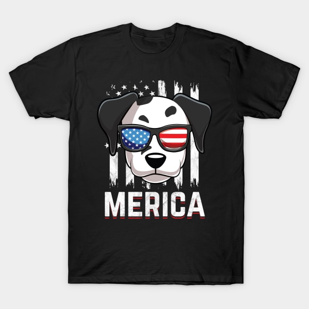 Merica Dalmatian Dog American Flag Patriotic 4th Of July T-Shirt by HCMGift
